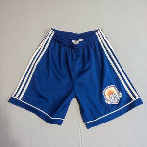 Adidas Climalite athletic shorts boys XL blue with 3 white stripes
